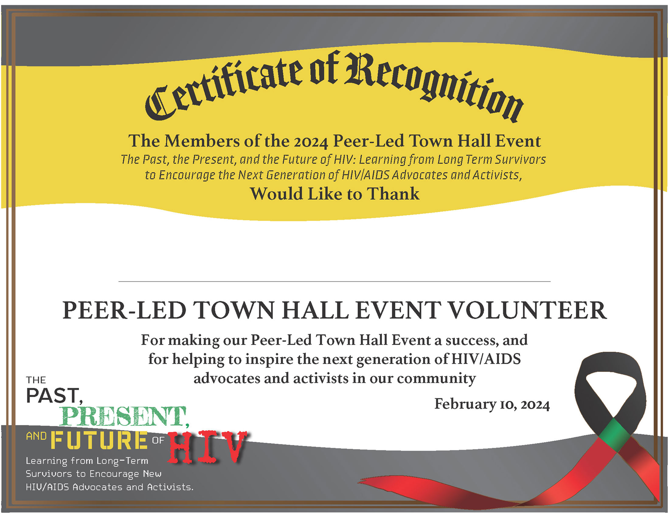 Peer-Led Town Hall Event Certificate