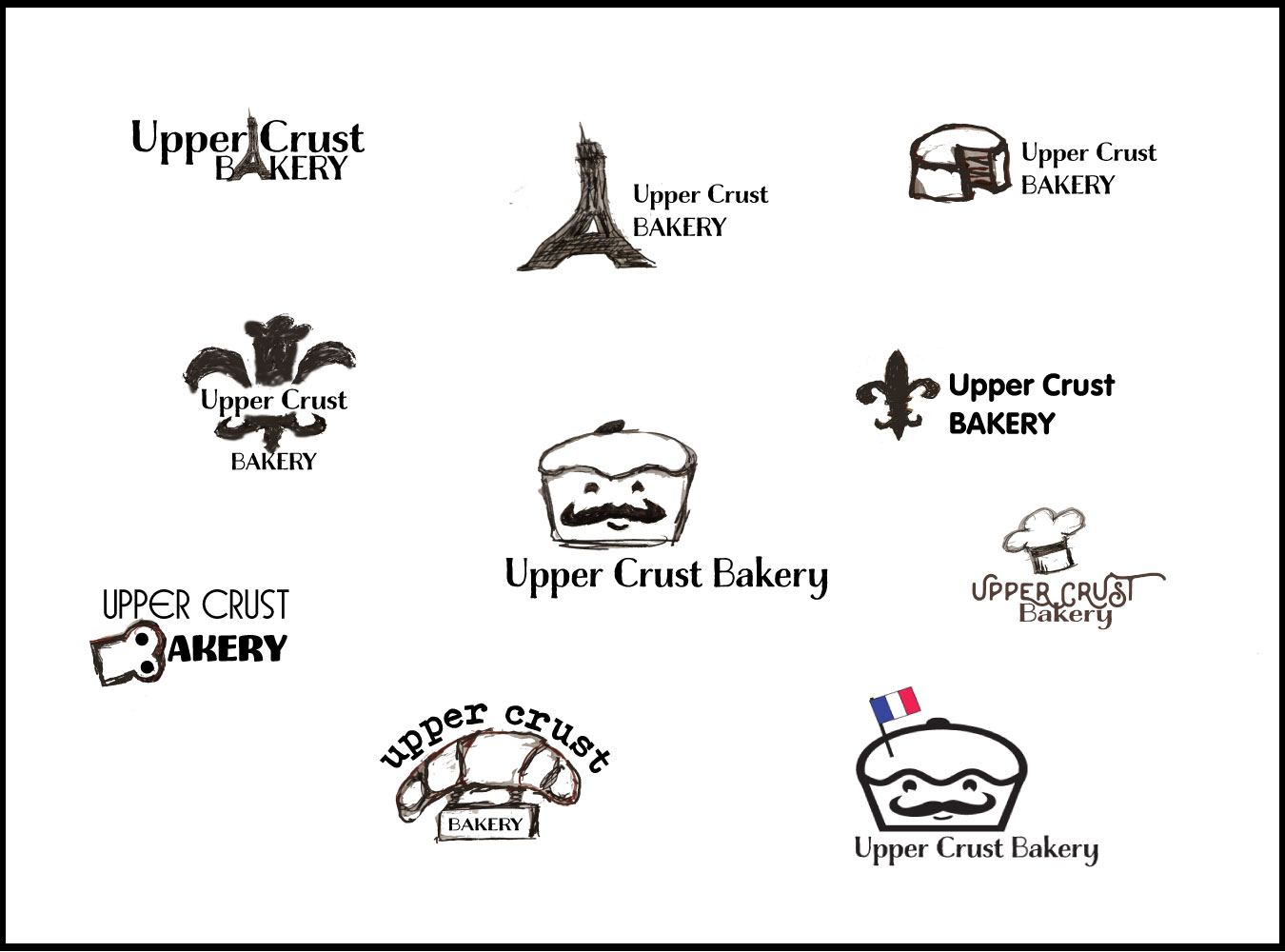 Upper Crust Bakery Initial Logo Sketches